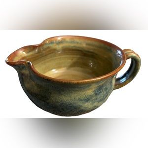 VTG Seagrove pottery NC Laura Teague Pot Luck Studio Mix Pour Handle Bowl MINT